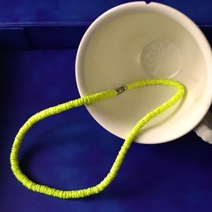 Neon yellow heishi bead (style) necklace